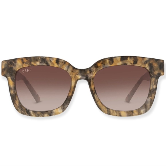 DIFF Makay Sunglasses Sea Tortoise Frames Brown Gradient Lenses Square Oversized - Picture 10 of 10